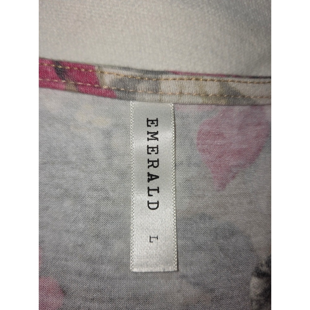 Emerald Floral Sleeveless Babydoll Mini Dress Pink Taupe Large Tank Dress - Picture 3 of 4